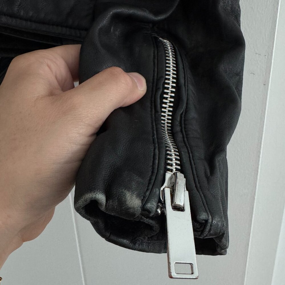 ZARA 100% Lambskin Leather Biker Jacket Size S 🖤 - Picture 9 of 16